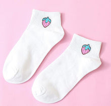 Load image into Gallery viewer, eTya 1 Pair 2019 Korean Kawaii Fruit  Embroidery Cute Sock For Women Lady Girl Cotton Winter Autumn Short Socks Sox